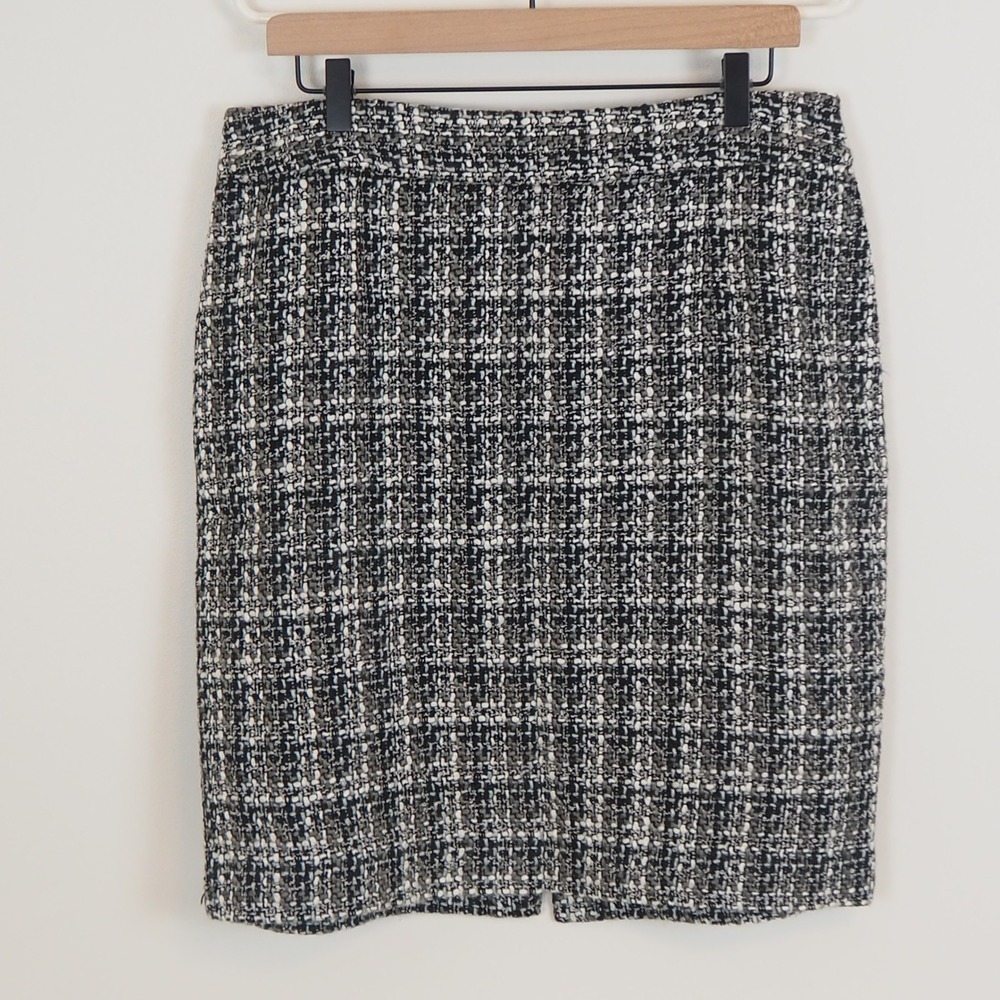 VTG Banana Republic Classic Boucle Tweed‎ Pencil Skirt 12 Back Zip Knee Y2K 90's